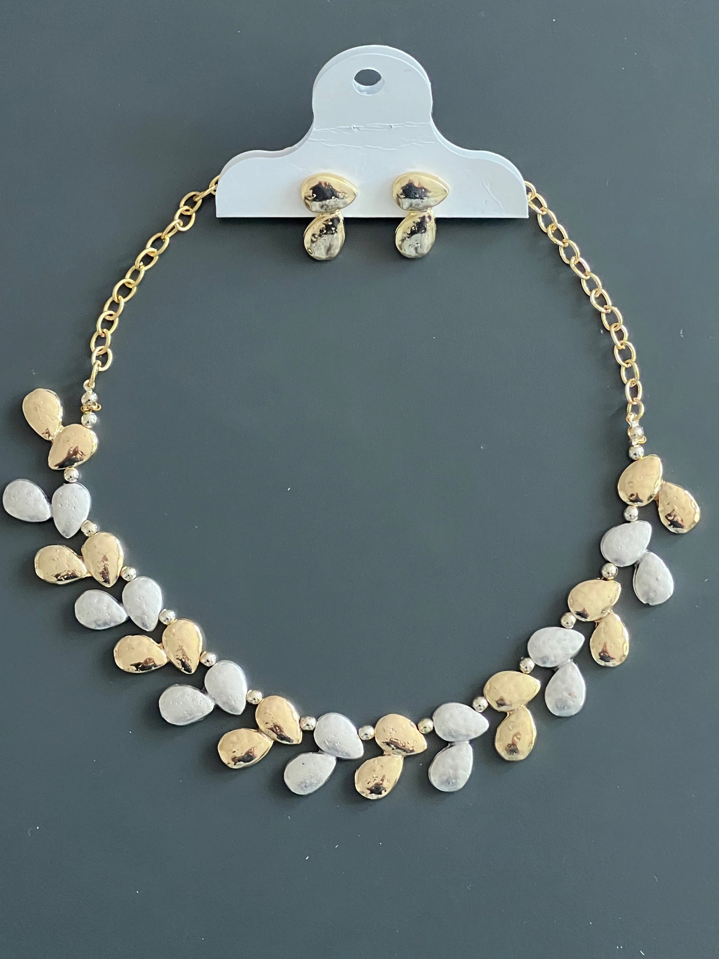 Gold & Pearl Drop Necklace and Earring Set