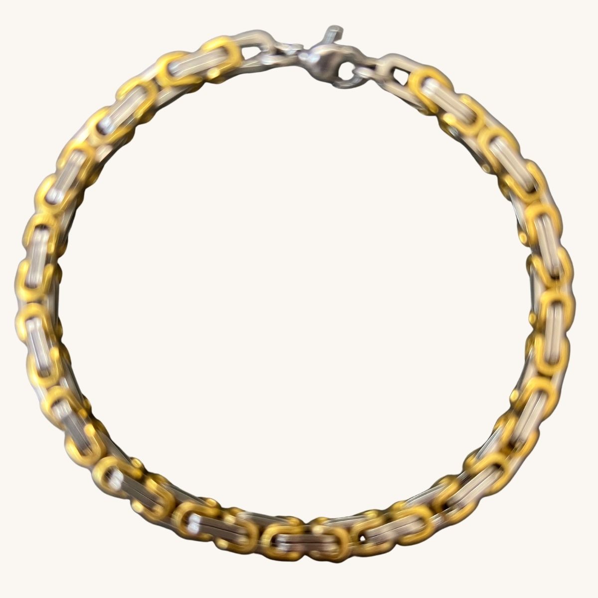 Two-Tone Gold & Silver Byzantine Chain Bracelet