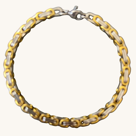 Two-Tone Gold & Silver Byzantine Chain Bracelet