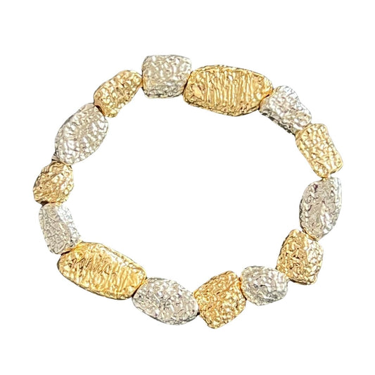 Gold Hammered Nugget Stretch Bracelet