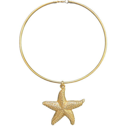 Gold-Tone Starfish Pendant Choker Necklace